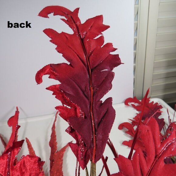 "Feather" (2) picks metallic (2) glittered (double sided) floral filler True Red - Picture 8 of 11